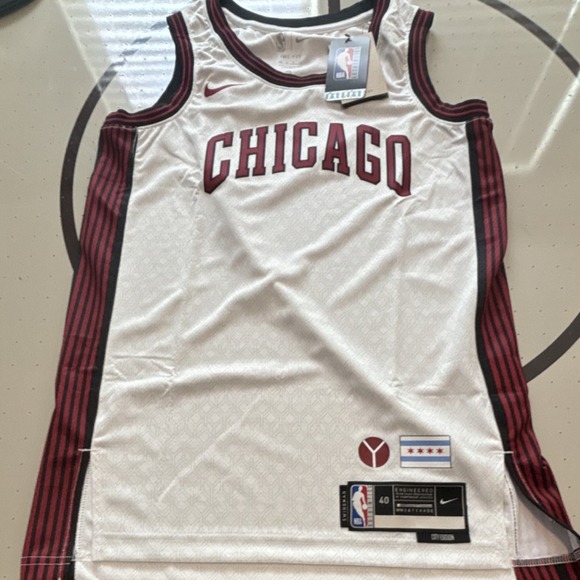 Nike Other - Nike NBA Chicago Bulls City Edition Basketball Jersey White Red Black Size 40